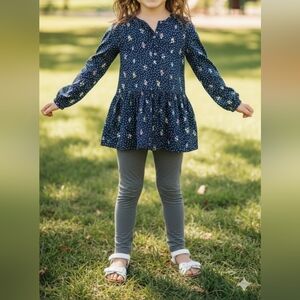 Carter's Navy Polka Dot and Floral Dress